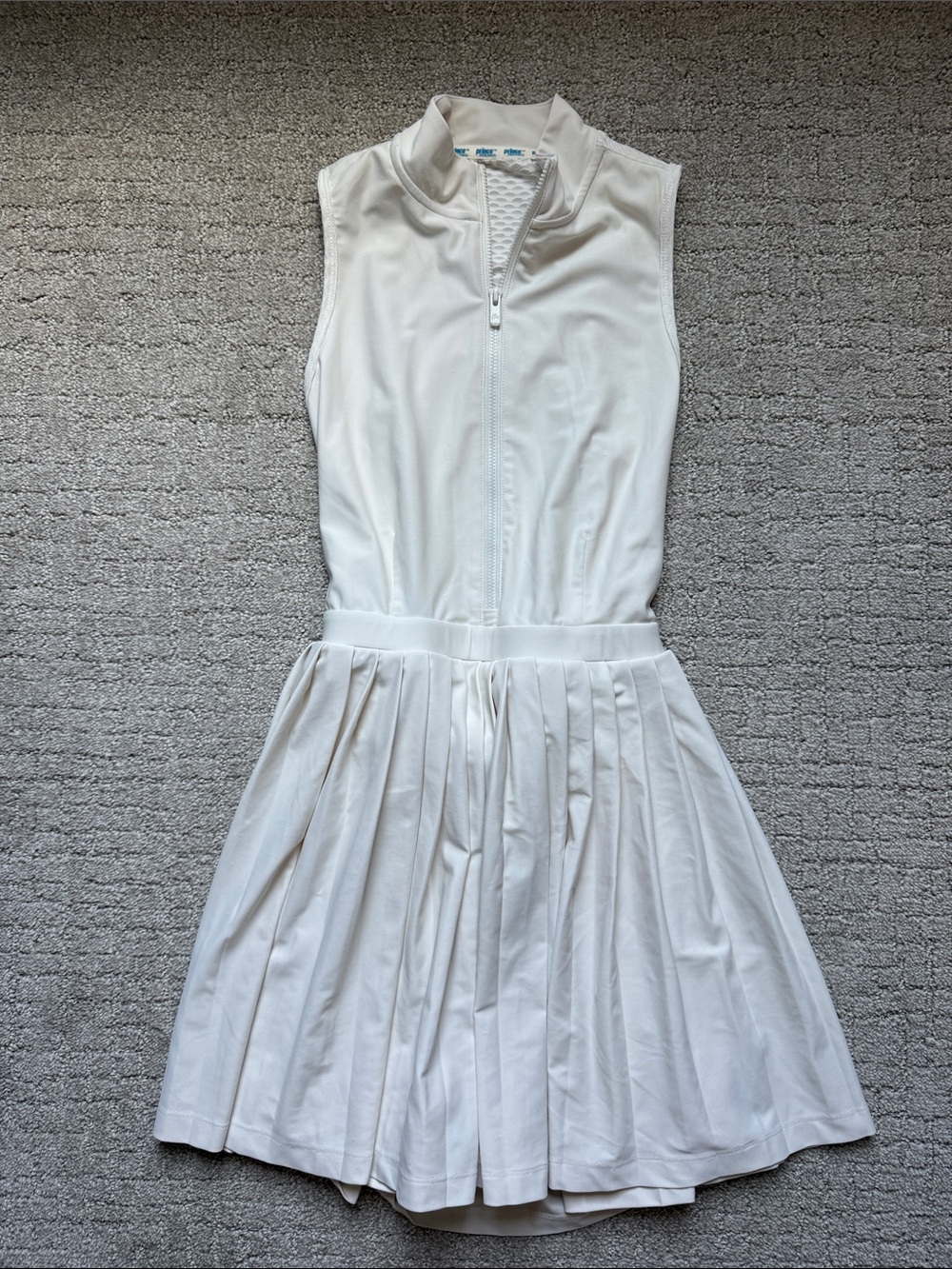 Prince White Sleeveless Pleated Tennis Dress with Zip Front